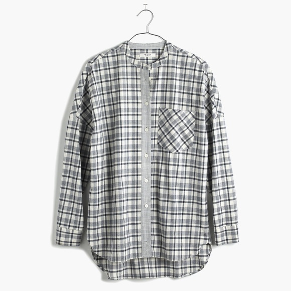 Madewell collarless messenger shirt dossier plaid - Picture 3 of 7